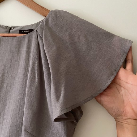 Tocca Light Wool Midi Dress with Flutter Sleeves - Picture 4 of 10